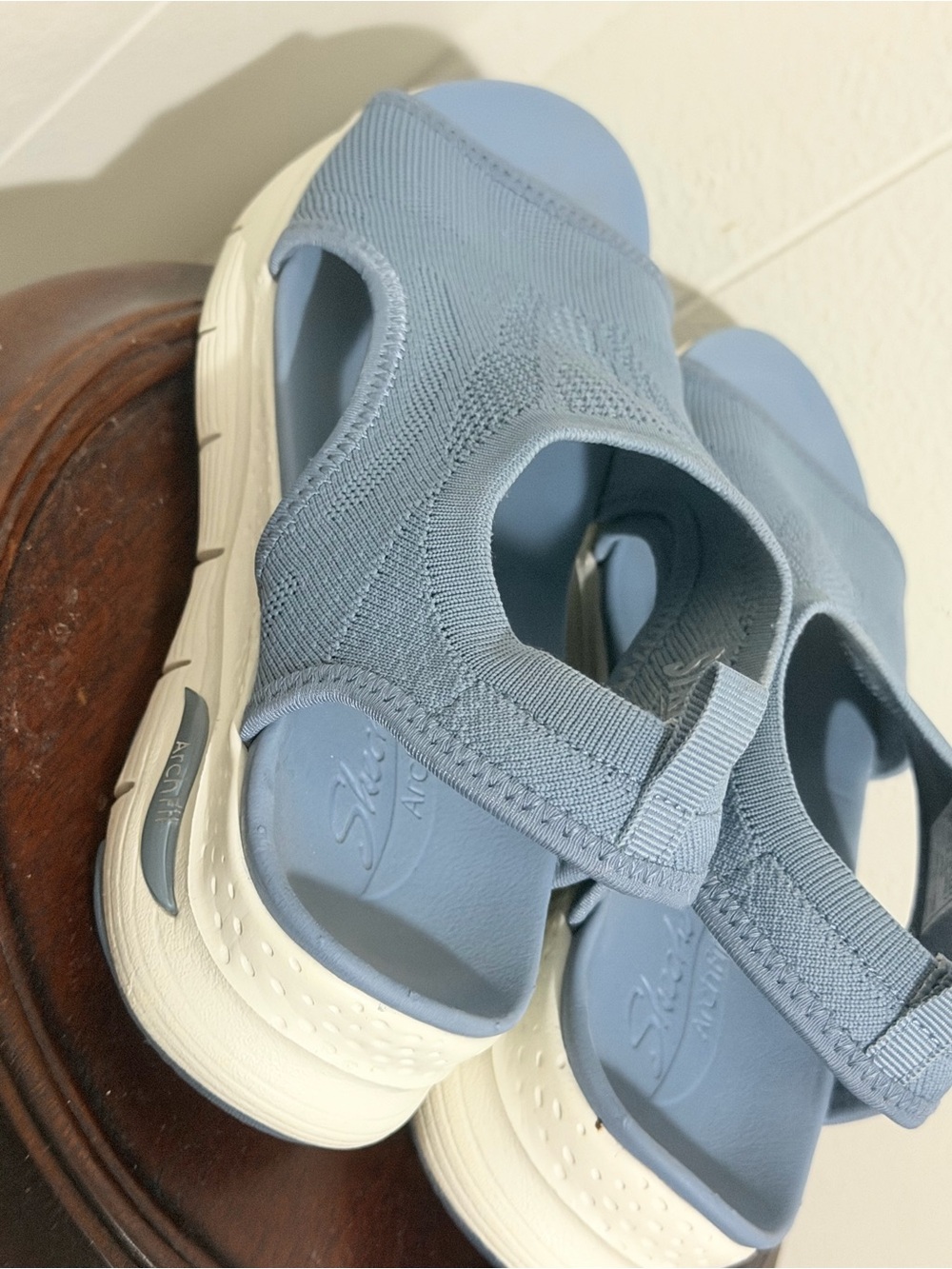 Women's Lightweight Knit Slingback Sandal in Dusty Blue - Picture 6 of 11